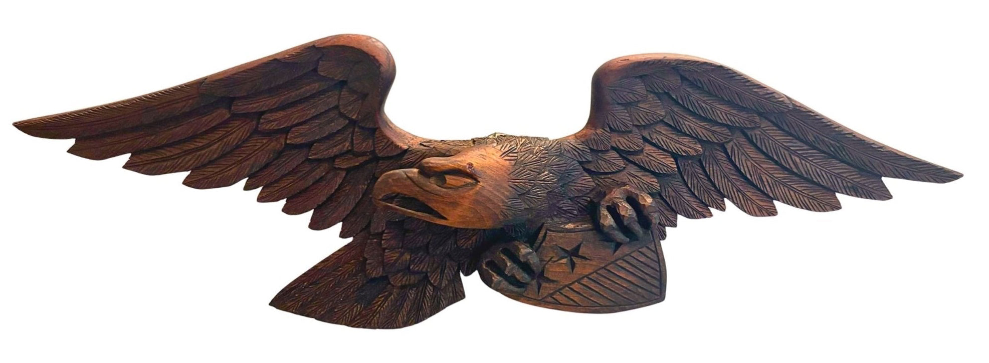 Vintage Hand - Carved Mahogany Eagle with Shield - The Great Republic