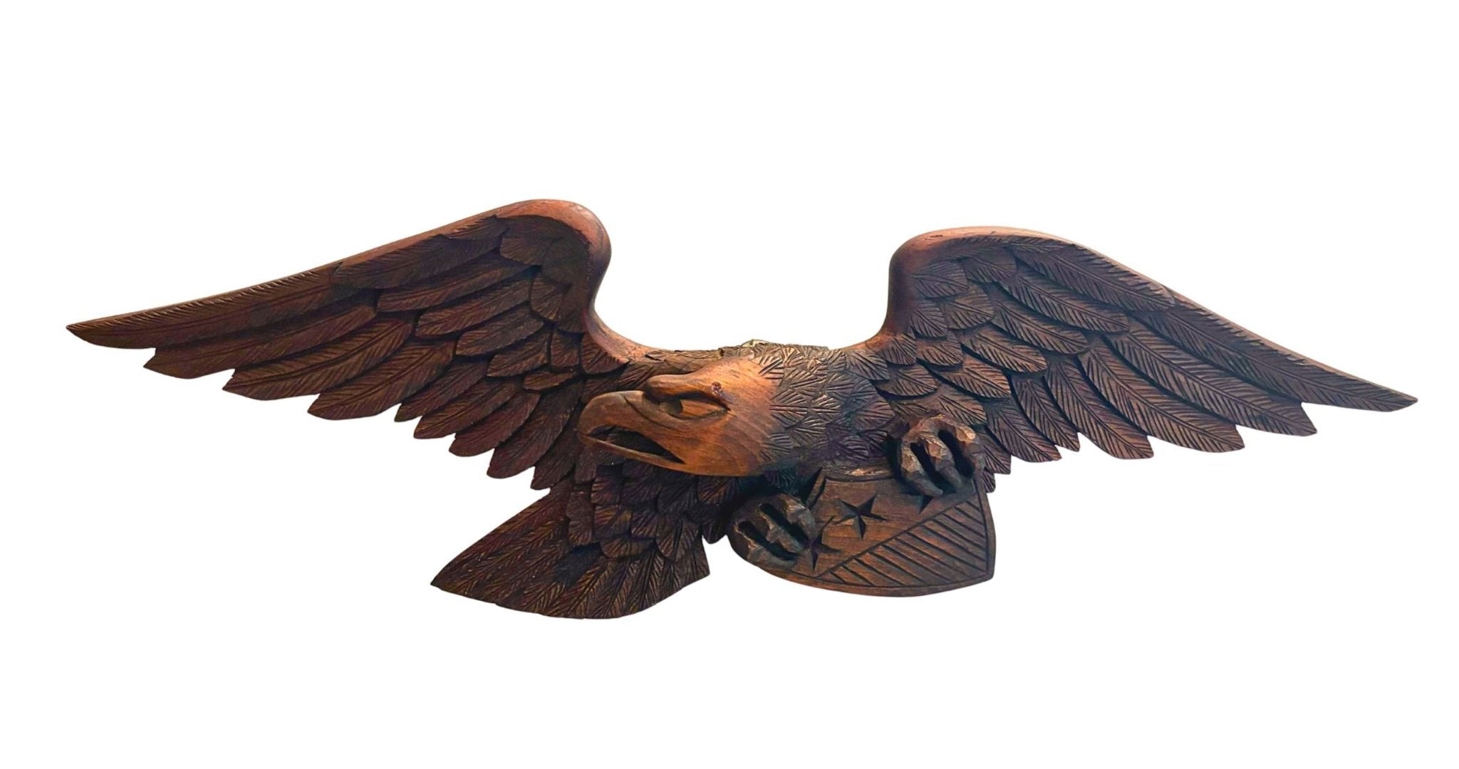 Vintage Hand - Carved Mahogany Eagle with Shield - The Great Republic