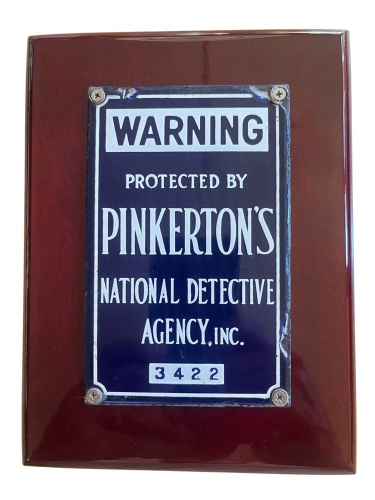 Vintage Pinkerton's National Detective Agency Metal Sign - The Great Republic