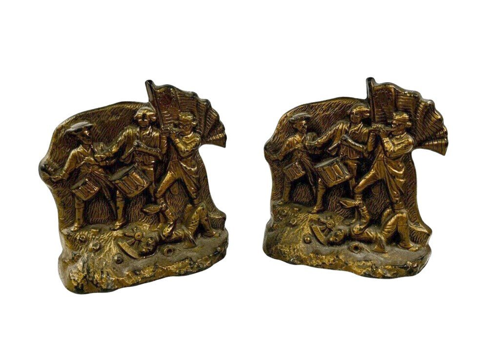 Vintage "Spirit of '76" Bookends by S.C.C., 1974 - The Great Republic