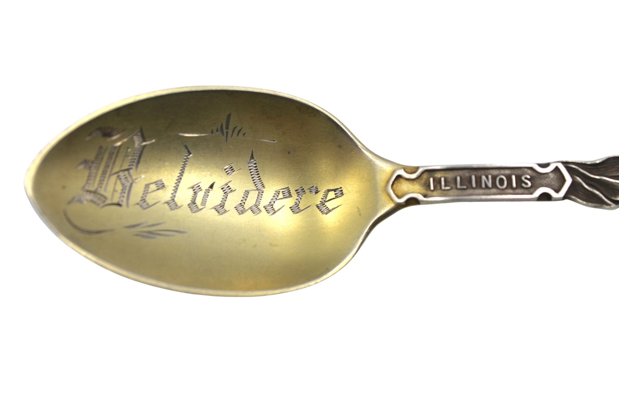 Vintage Sterling Silver Belvidere, Illinois Souvenir Spoon with Portrait of Abraham Lincoln - The Great Republic