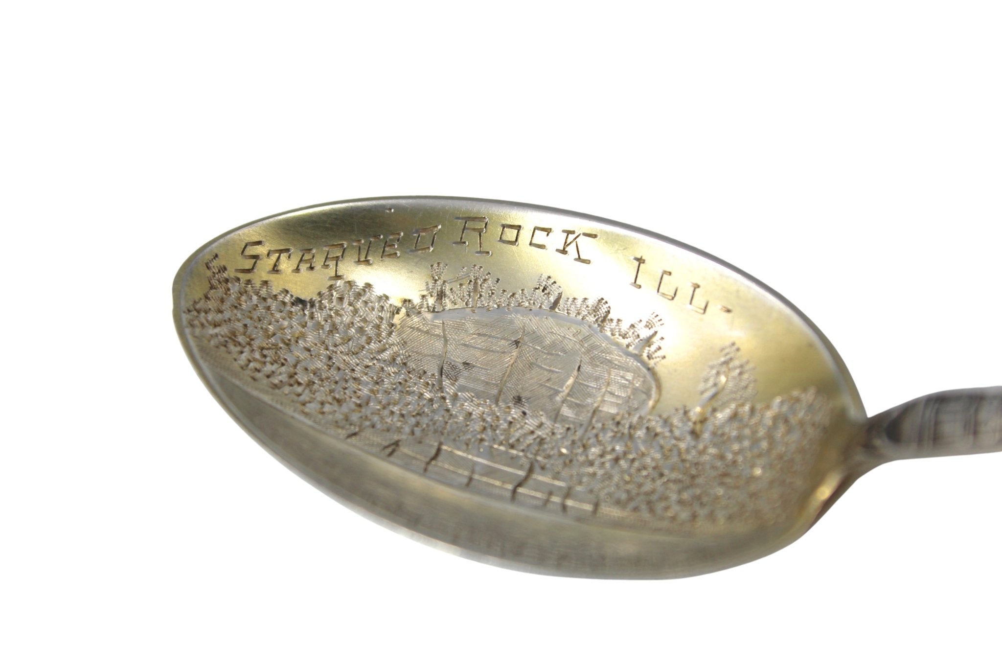 Vintage Sterling Silver Starved Rock, Illinois Souvenir Spoon - The Great Republic