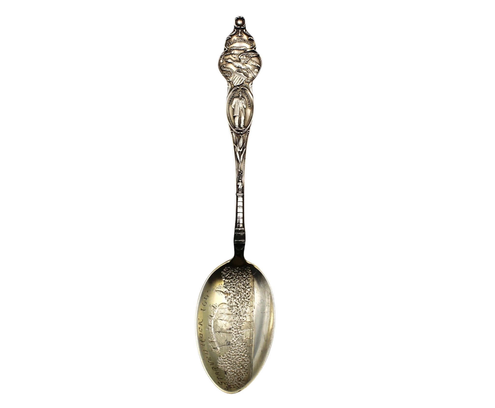Vintage Sterling Silver Starved Rock, Illinois Souvenir Spoon - The Great Republic