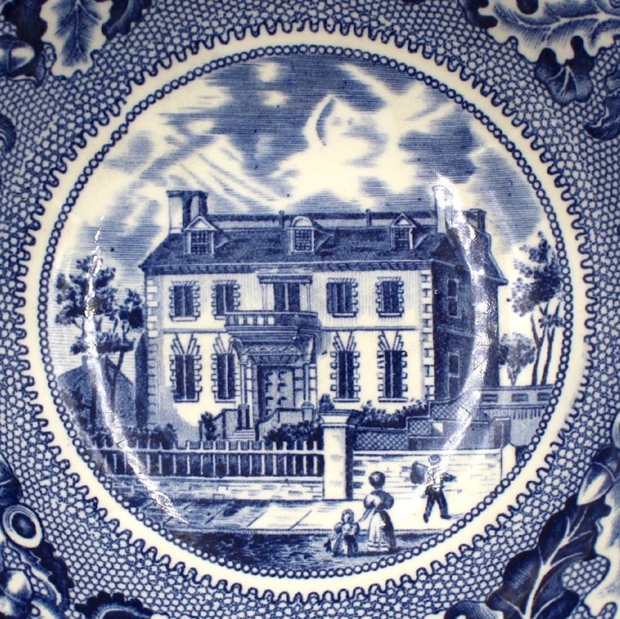 Vintage "The Hancock House" Blue Transferware Bowl of Boston by Johnson Brothers - The Great Republic
