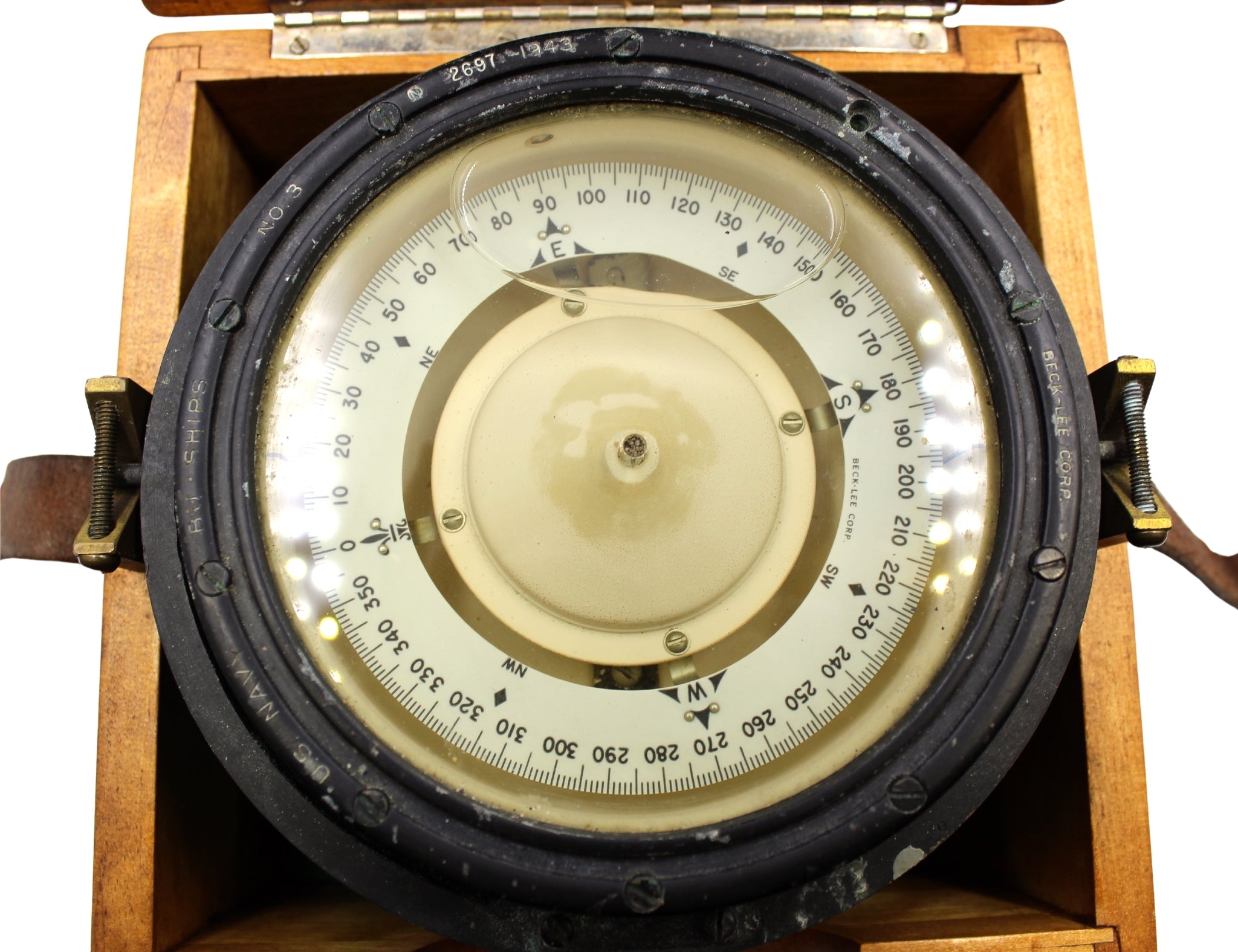 Vintage U.S. Navy Cased Gimballed Compass, Circa 1943 - The Great Republic