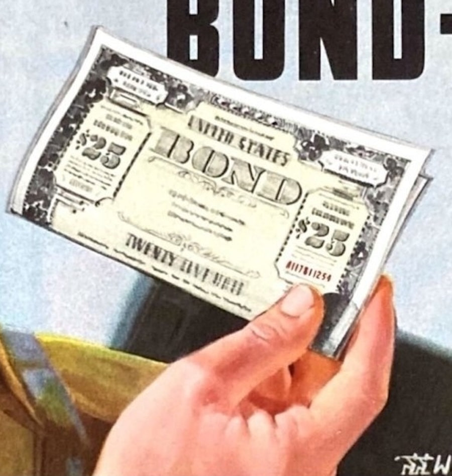 "Wanted- Fighting Dollars. Make Every Pay-Day Bond-Day" Vintage WWII Defense Bonds Poster, 1942