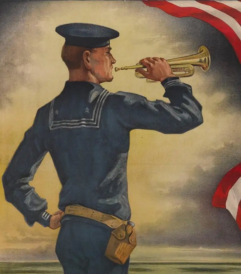 "War Clouds Gather!" Vintage Navy League Poster by Hazel Roberts, 1916 - The Great Republic