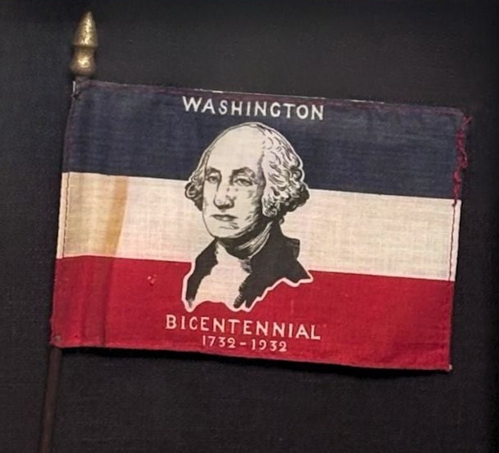 "Washington Bicentennial 1732-1932" Parade Flag, Printed Red, White, and Blue, circa 1930 - The Great Republic