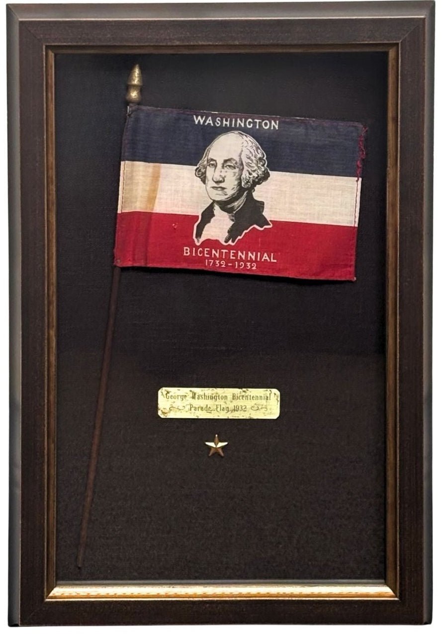 "Washington Bicentennial 1732-1932" Parade Flag, Printed Red, White, and Blue, circa 1930 - The Great Republic