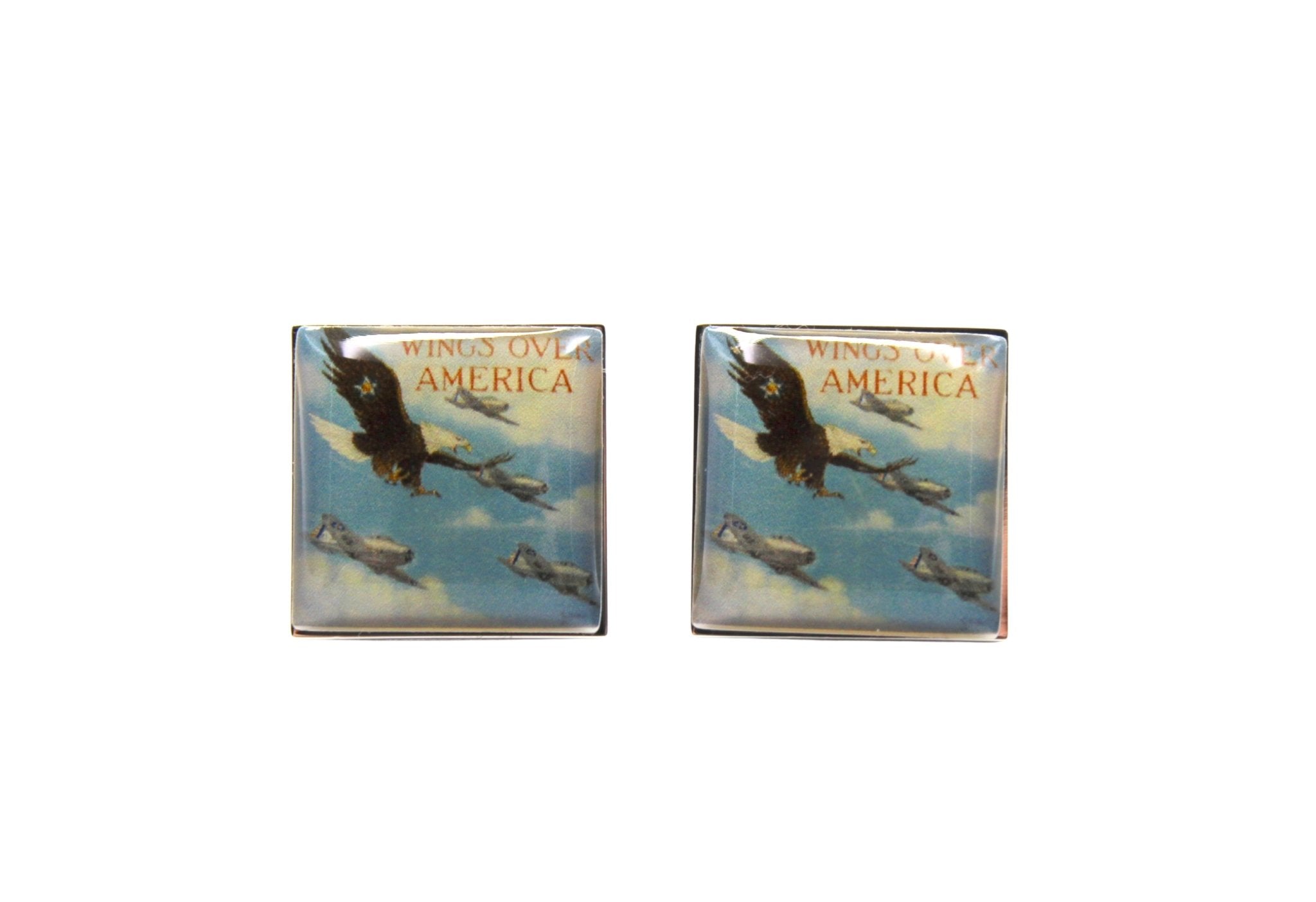 Wings Over America WWII Poster Cufflinks - The Great Republic