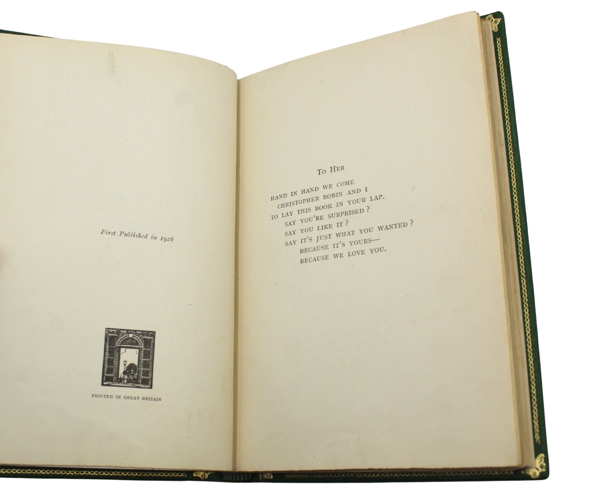 Winnie the Pooh by A. A. Milne, UK First Editions, 4 Volume Set, 1925 - 1929, with Tipped - in Signed Letter by Milne, 1927 - The Great Republic