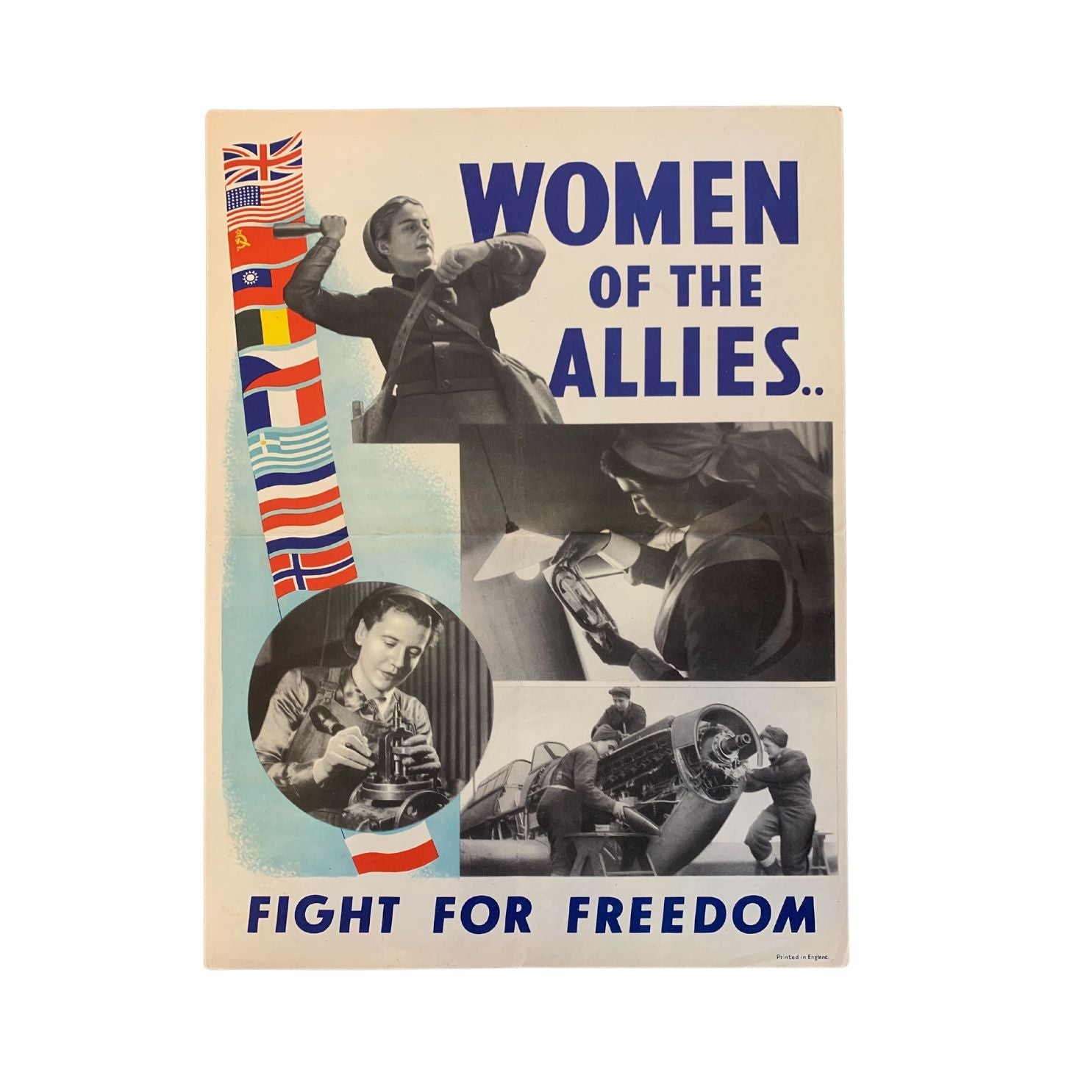 "Women of the Allies. Fight For Freedom" Vintage WWII British Poster - The Great Republic