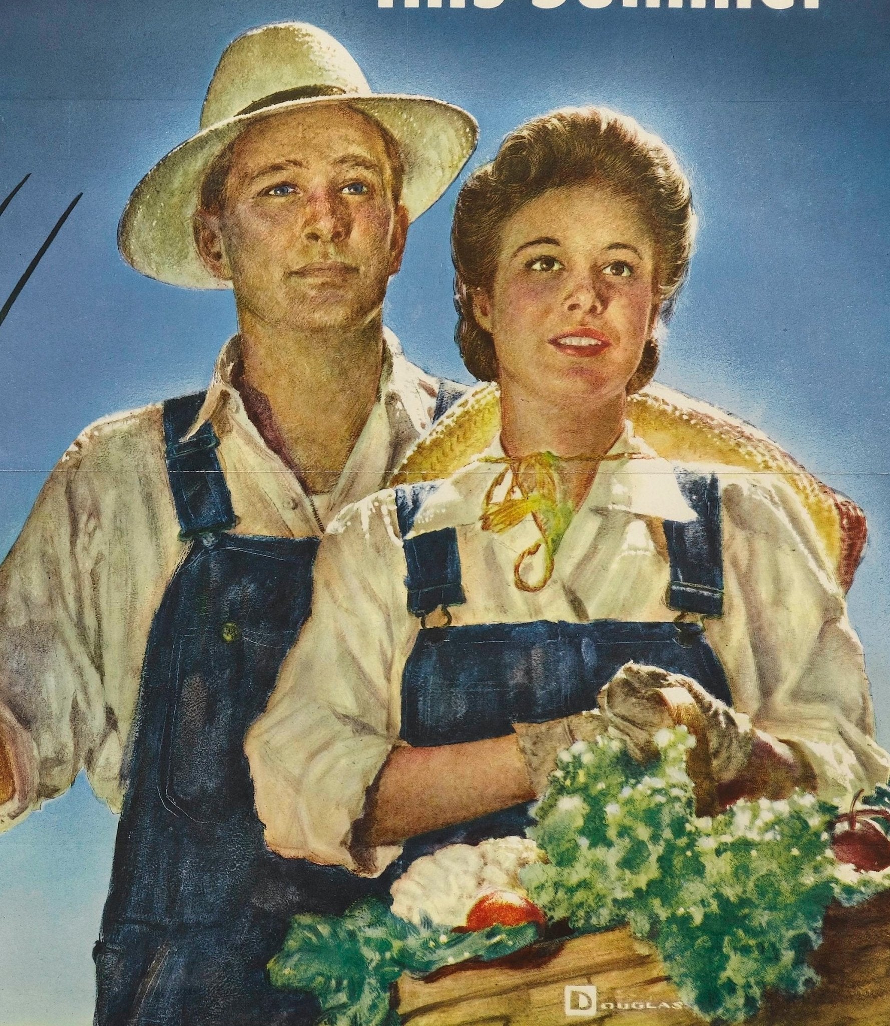 "Work on a farm...this Summer. Join the U.S. Crop Corps" Vintage WWII Recruitment Poster by Douglas, 1943 - The Great Republic