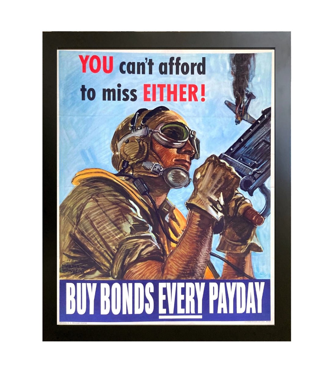 "You can't afford to miss Either! Buy Bonds Every Payday" Vintage WWII Bonds Poster, 1944 - The Great Republic