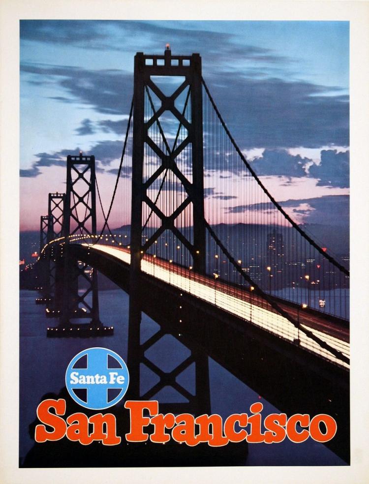 San Francisco Santa Fe Railway Travel Poster, Circa 1950