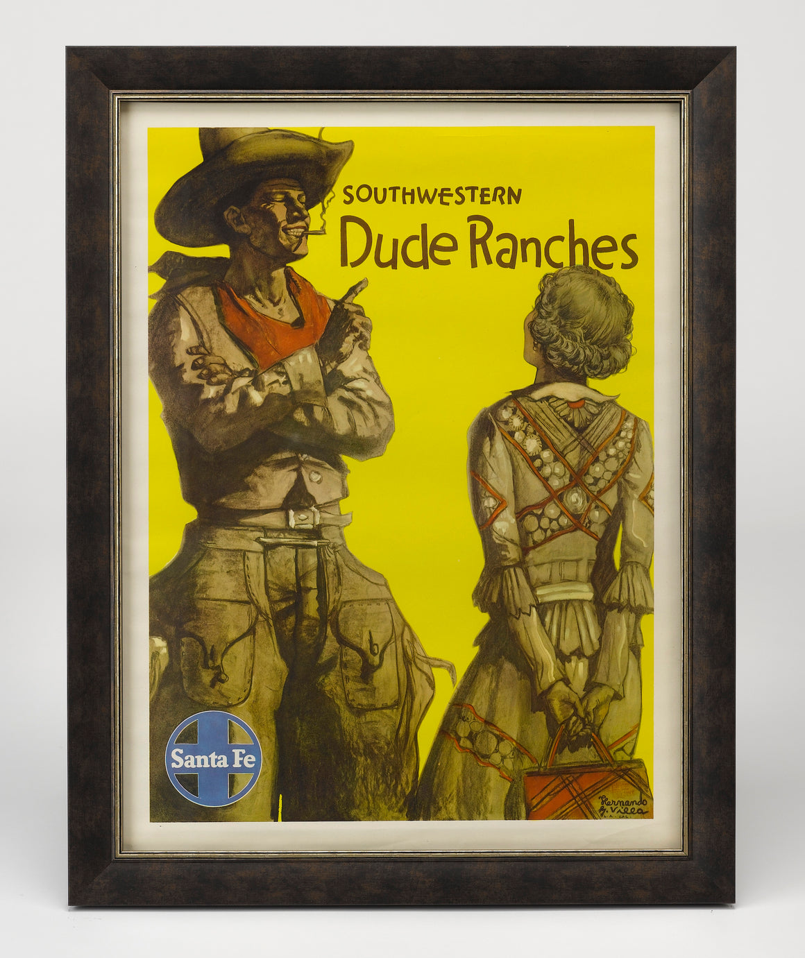 "Southwestern Dude Ranches" Santa Fe Railroad Travel Poster, Circa 1949