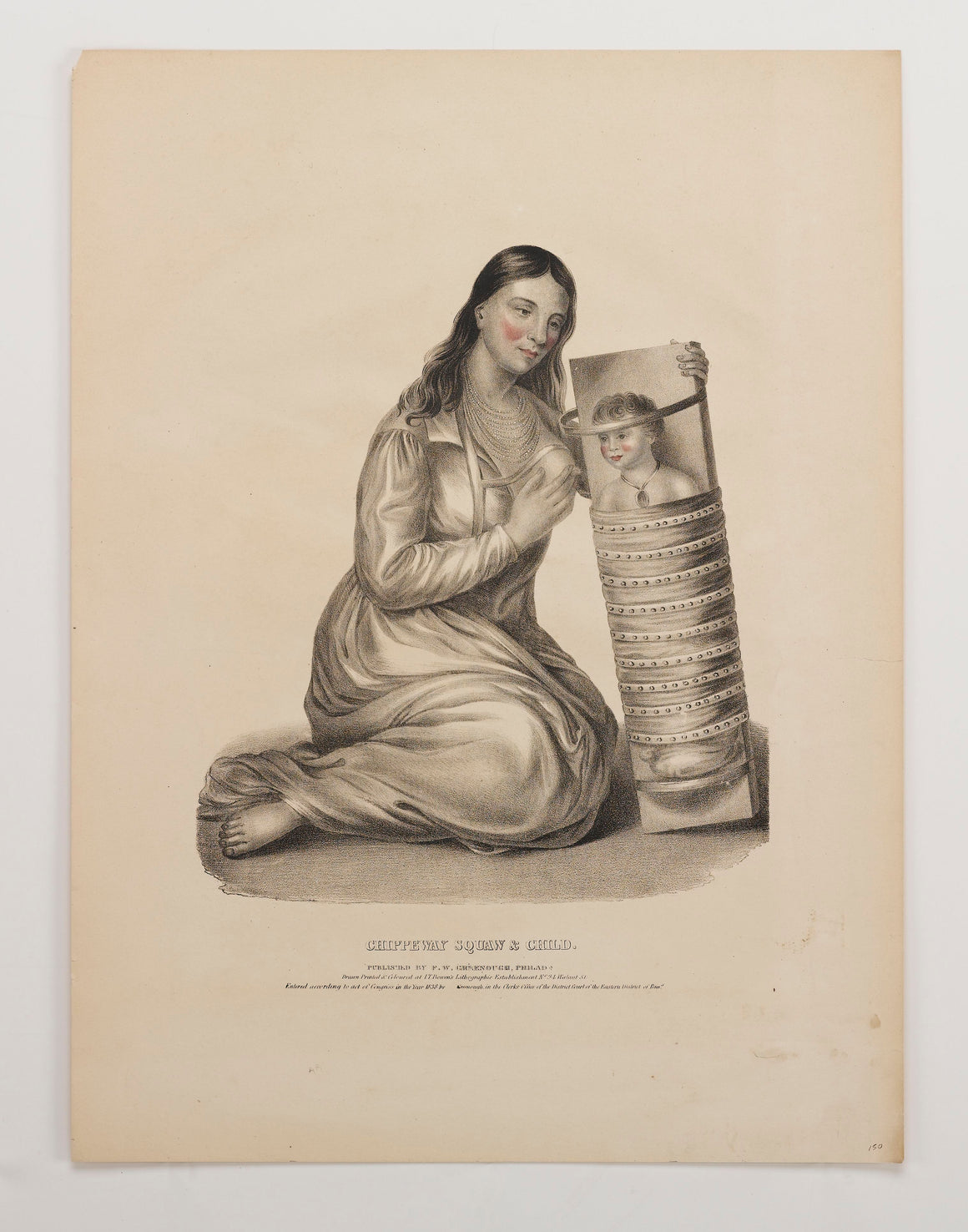 1838 Chippeway Squaw & Child Hand-Colored Lithograph