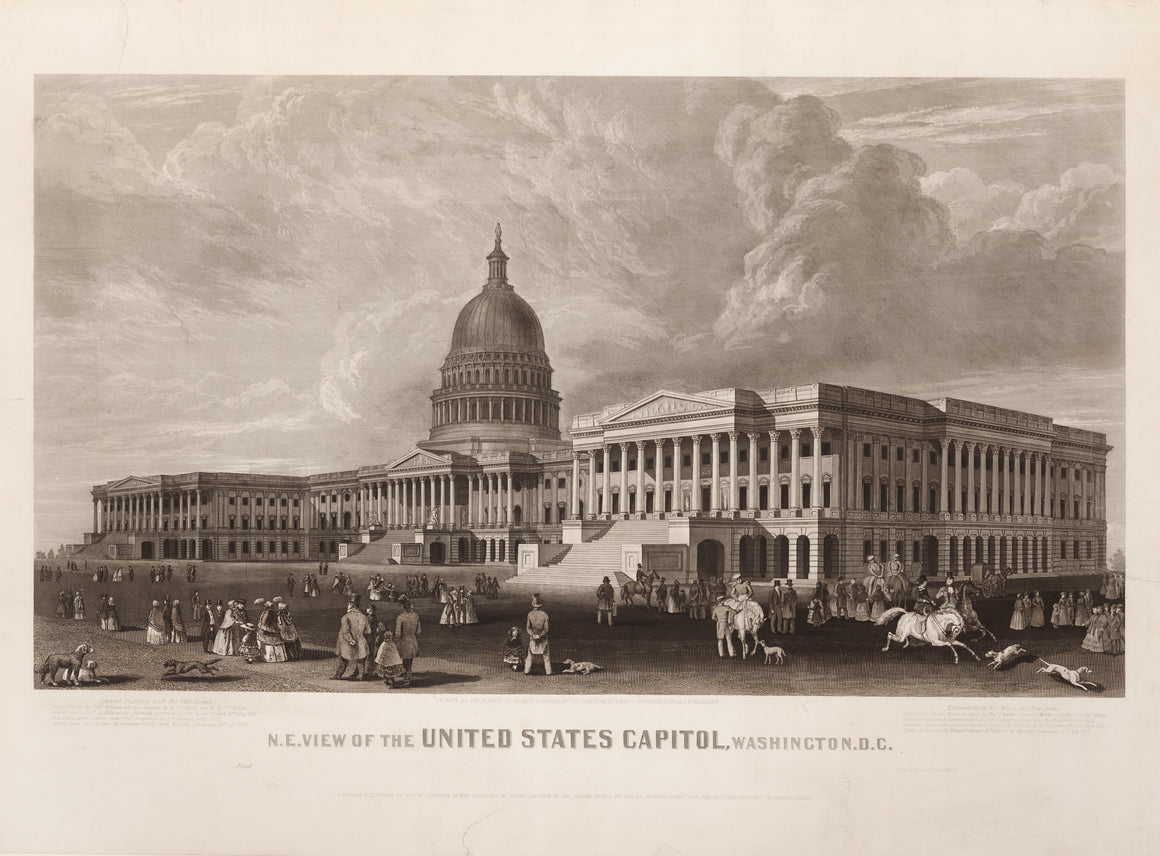 "N.E. View of the United States Capitol, Washington, D.C." by Henry Sartain, 1858 Proof Printing