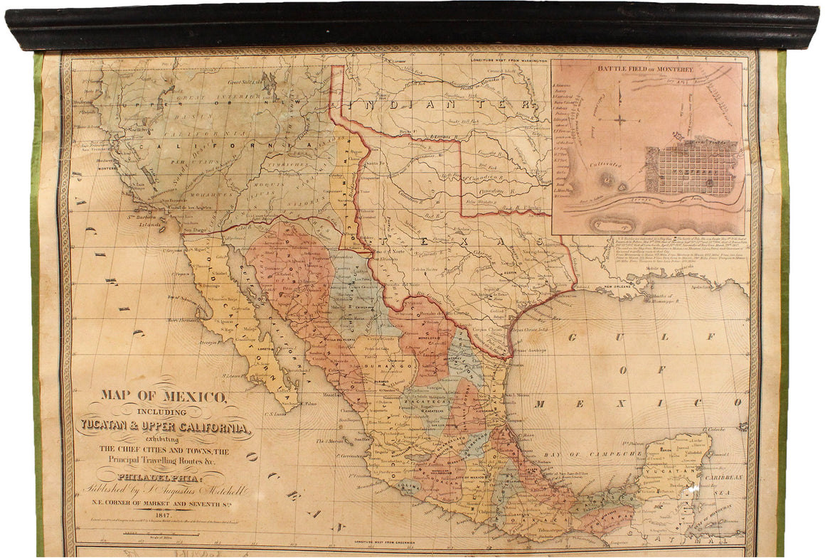 1847 "Map of Mexico, Including Yucatan & Upper California..." by Samuel Augustus Mitchell