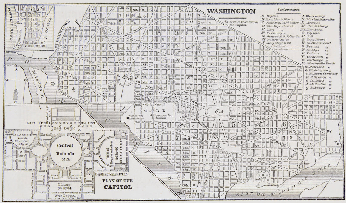 1853 “ Washington” Engraved Map from Fanning's Illustrated Gazetteer of the United States
