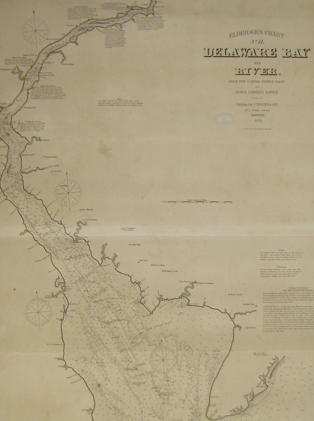 1889 Sea Chart Map of Delaware Bay by George Eldridge, Chart No. 11 - The Great Republic