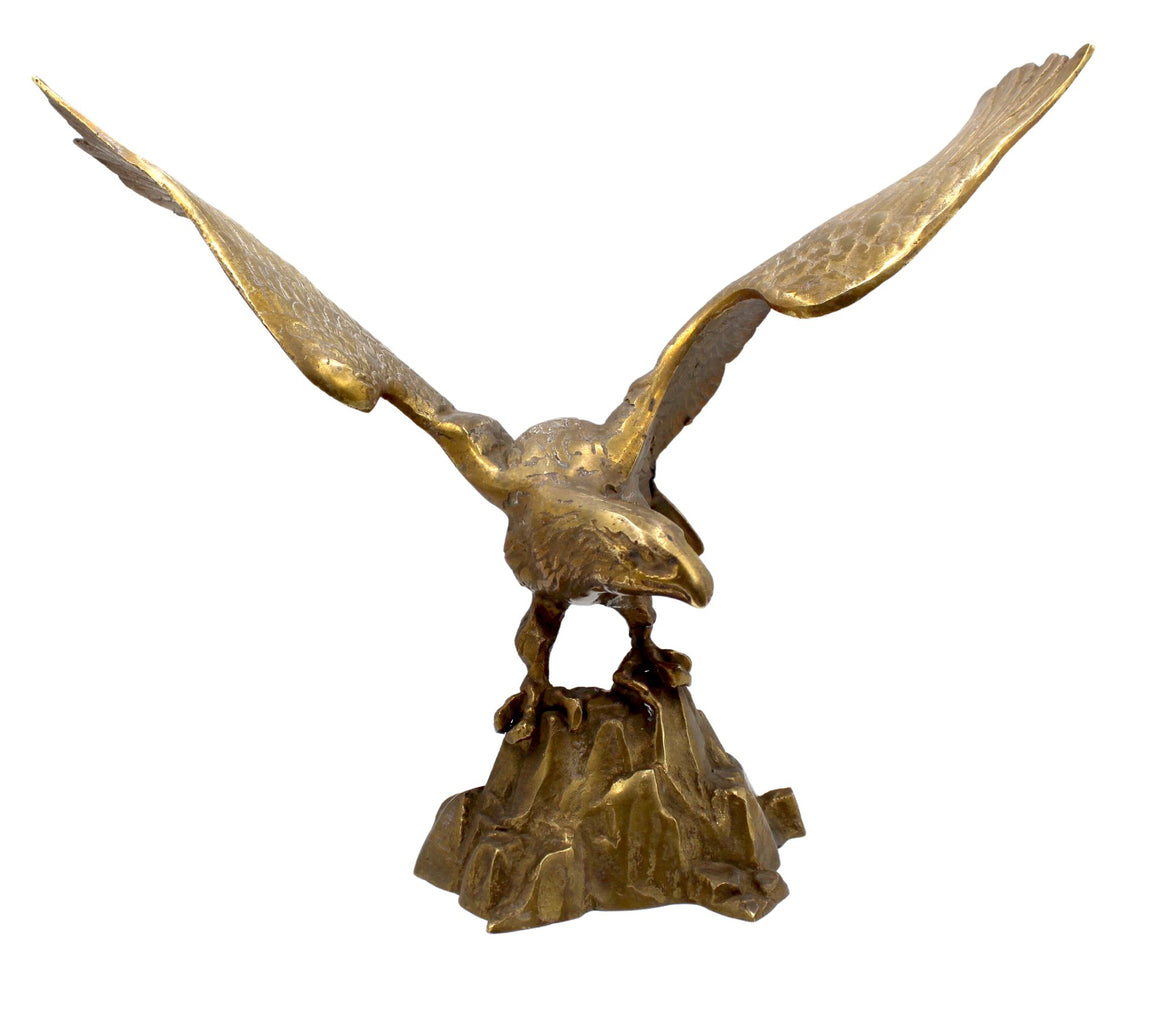 Vintage Brass Eagle On Rocks