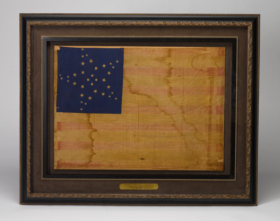 34-Star Civil War Kansas Flag Great Star “Flower” Pattern, Circa 1861