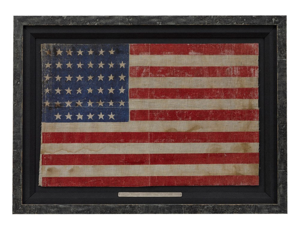 45-Star American Flag Printed on Muslin, 1896-1907