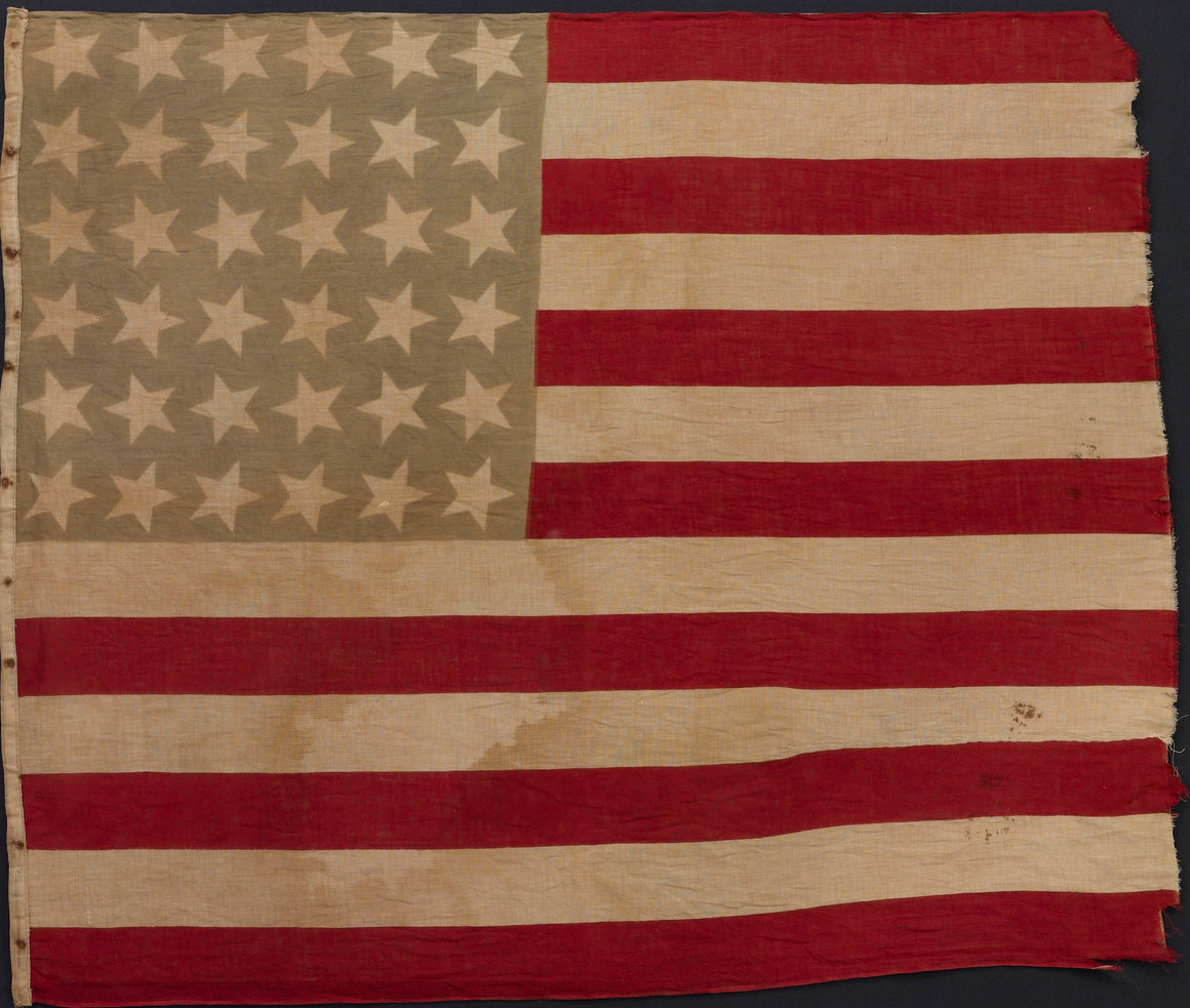36-Star Printed American Flag, Circa 1864-67