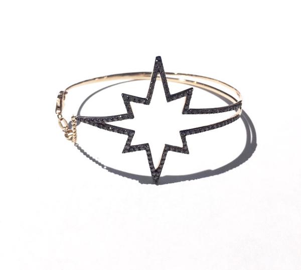 Star Bangle with Champagne and Black Diamonds
