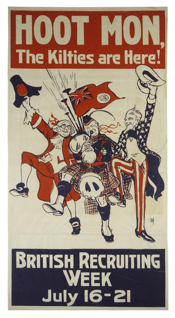 Hoot Mon, The Kilties Are Here! Vintage World War I Poster, Circa 1917-18 - The Great Republic
