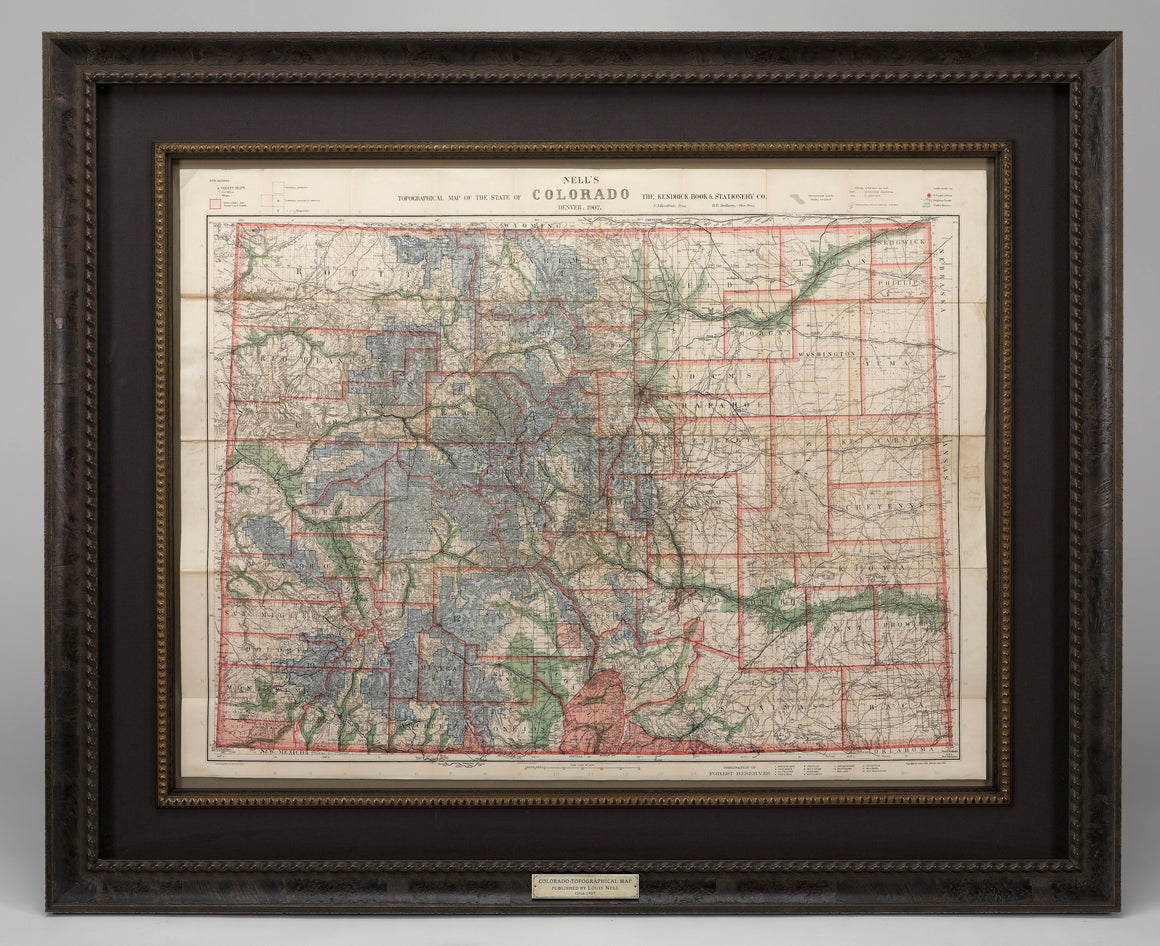 1907 Nell's Topographical Map of the State of Colorado