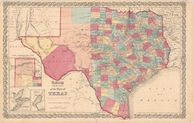 1859 "Colton's New Map of the State of Texas Compiled from De Cordova's Large Map" by Johnson & Browning