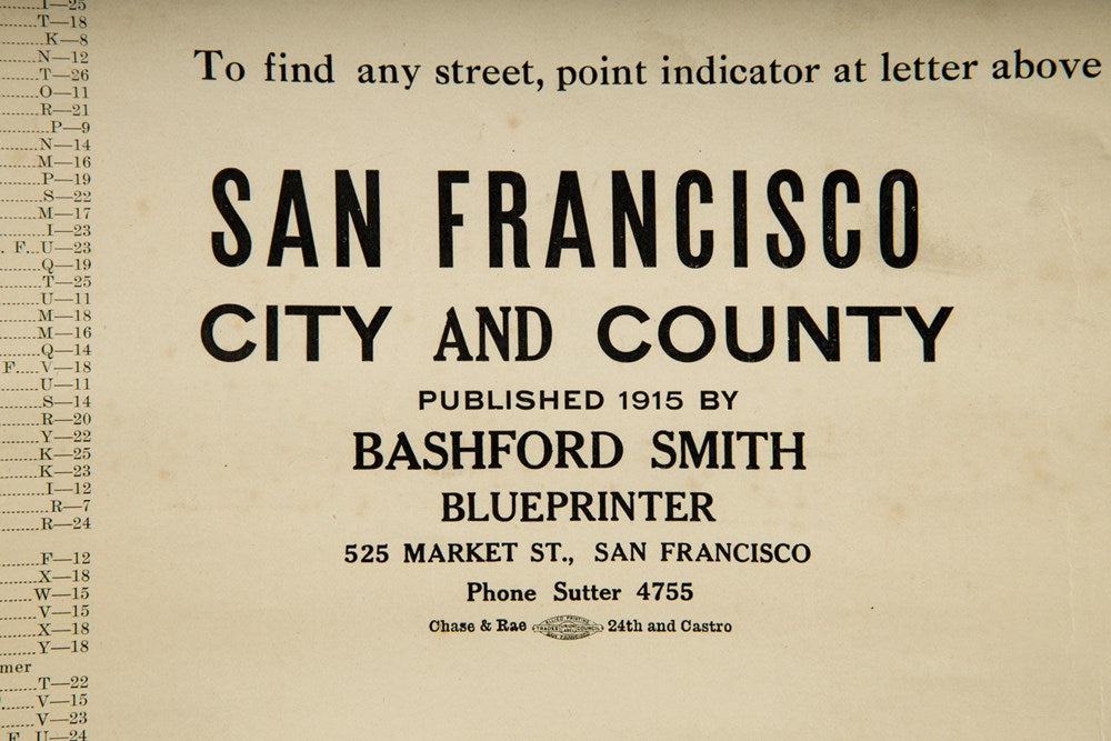 1915 "San Francisco City and County" Hanging Map by W. Bashford Smith