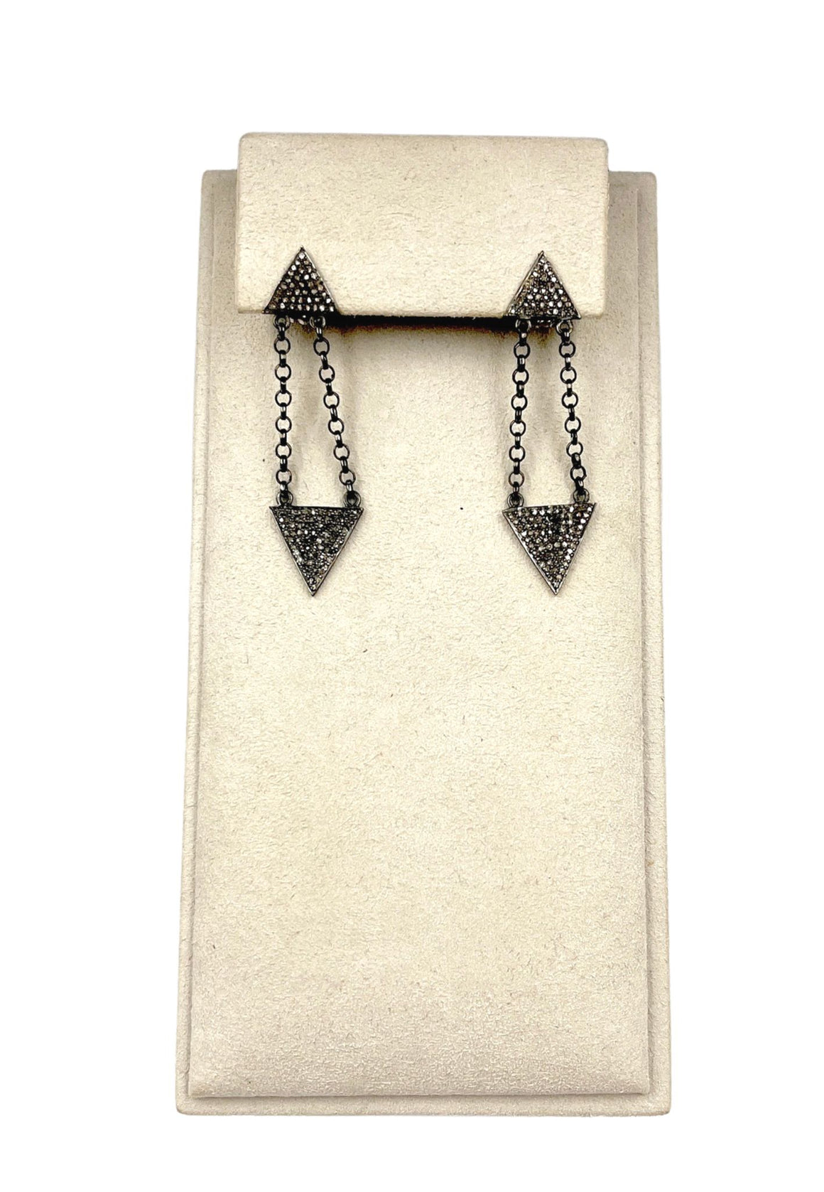 Pave Diamond Triangle Drop Earrings