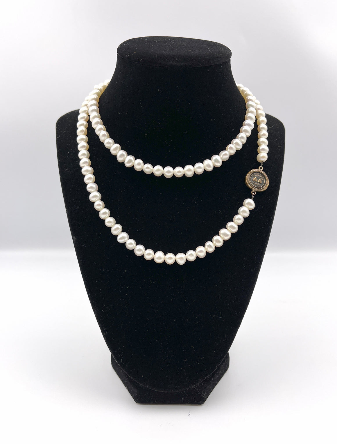 Hearts Talisman Ivory Pearl Necklace