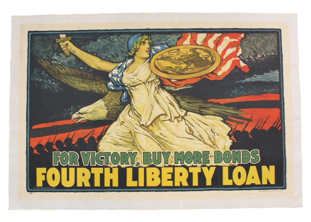 "For Victory Buy More Bonds" Vintage Fourth Liberty Loan Poster