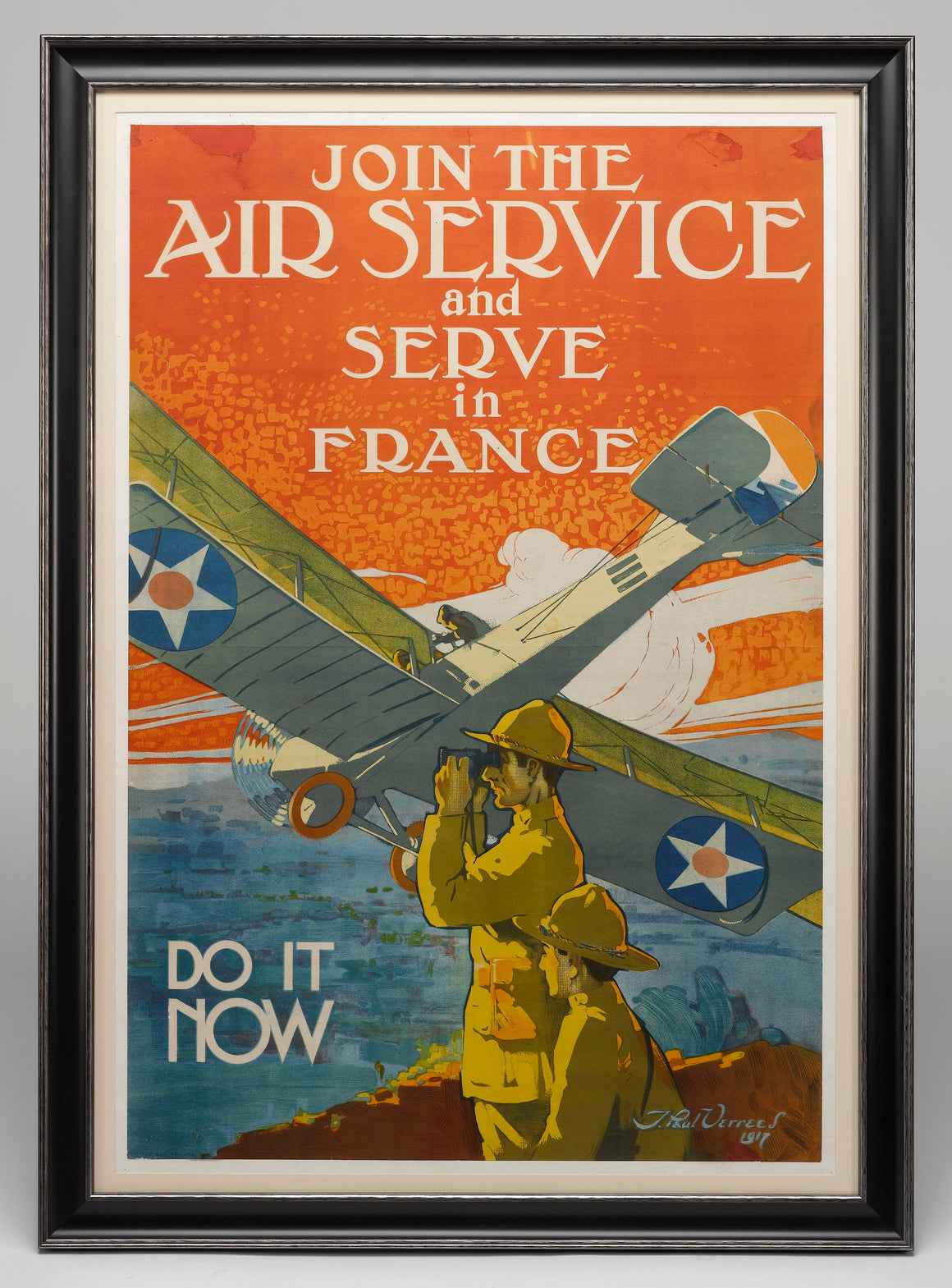 "Join the Air Service and Serve in France" Vintage WWI Poster by J. Paul Verrees, 1917