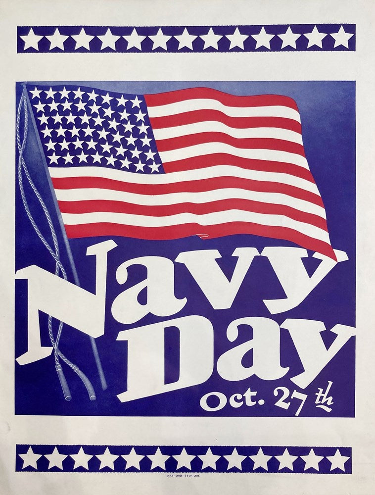 "Navy Day Oct. 27th" Vintage WWII Poster, 1939