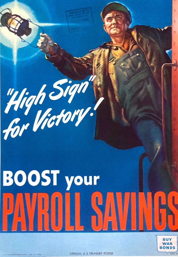 "High Sign for Victory! Boost your Payroll Savings" Vintage WWII U.S. Treasury Poster, 1944