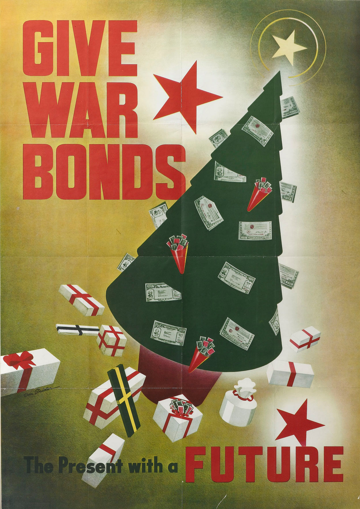"Give War Bonds. The Present with a Future." Vintage WWII U.S. Treasury Poster, 1943
