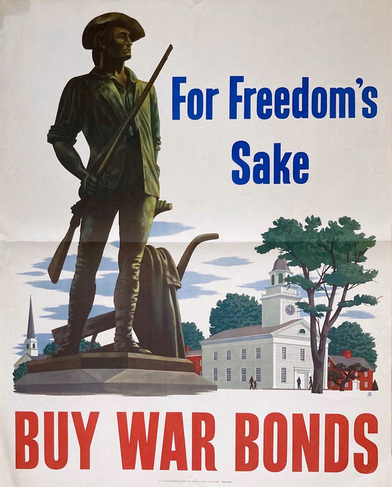 "For Freedom's Sake. Buy War Bonds" Vintage WWII Poster, 1943