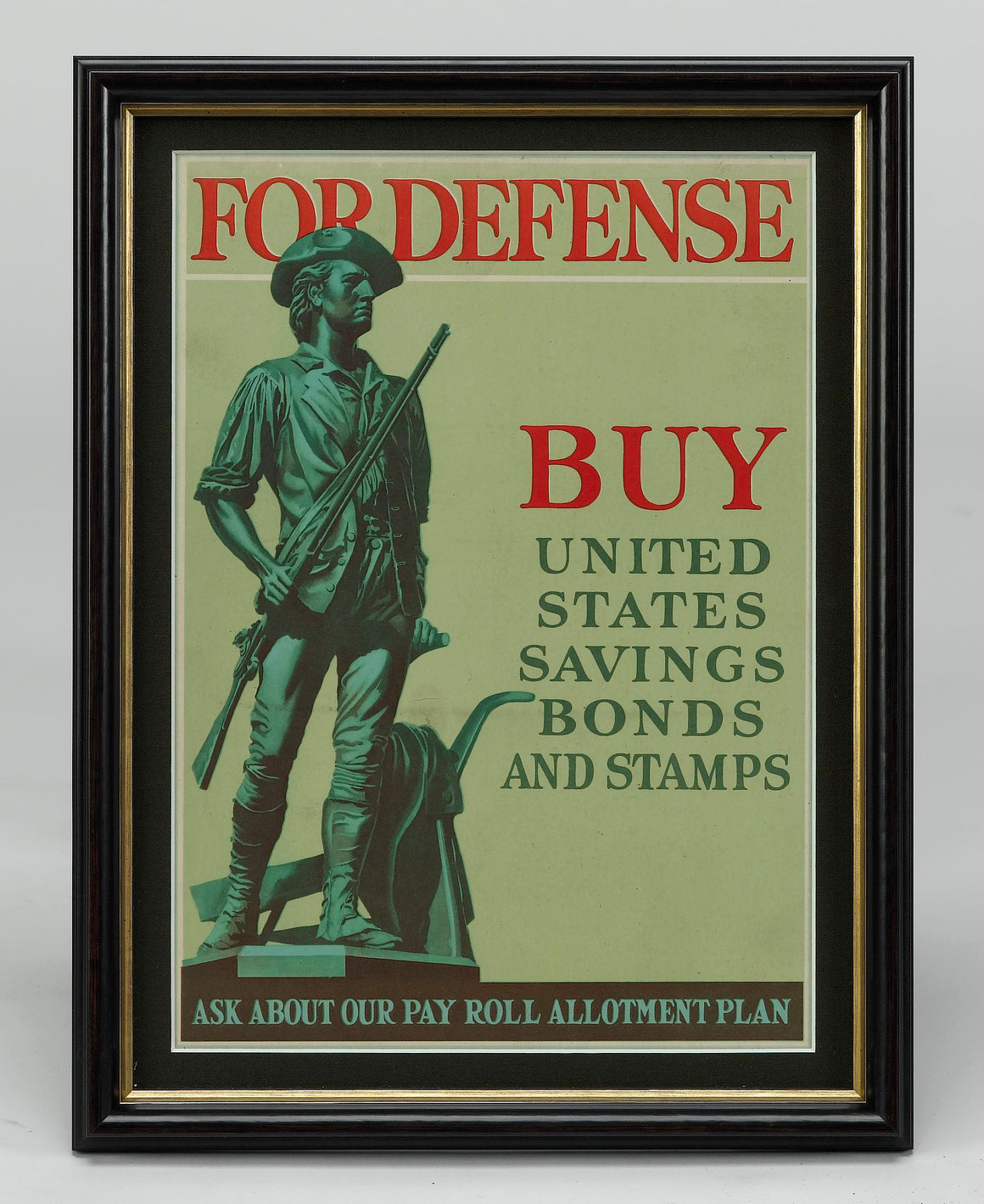 "For Defense. Buy United States Savings Bonds and Stamps." Vintage WWII Poster, 1941