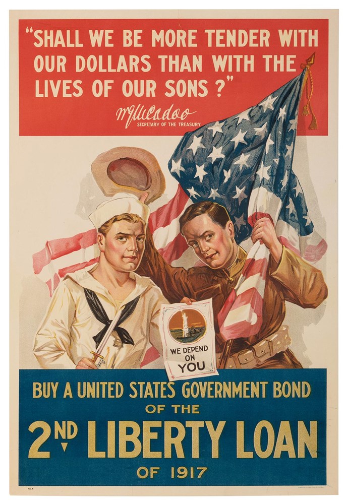 "Shall We Be More Tender With Our Dollar" Vintage WWI 2nd Liberty Loan Poster, 1917