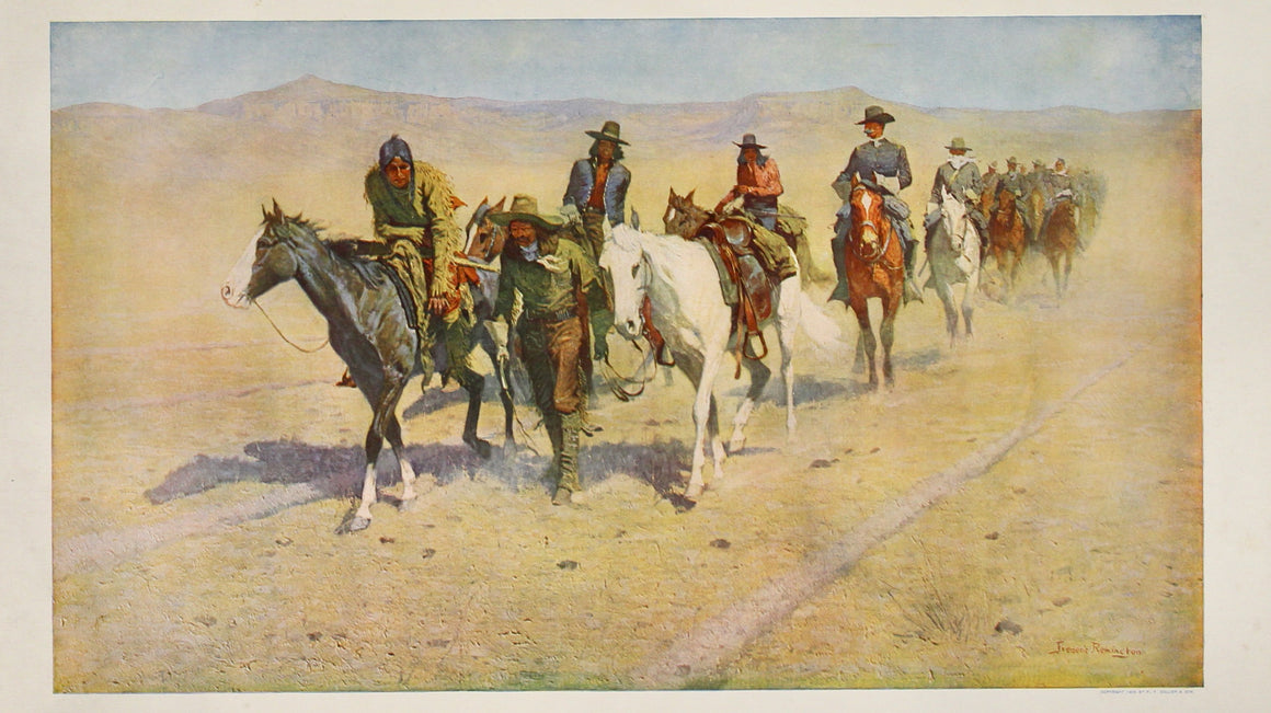 "Pony Tracks in the Buffalo Trail" Frederic Remington Chromolithograph, Circa 1910