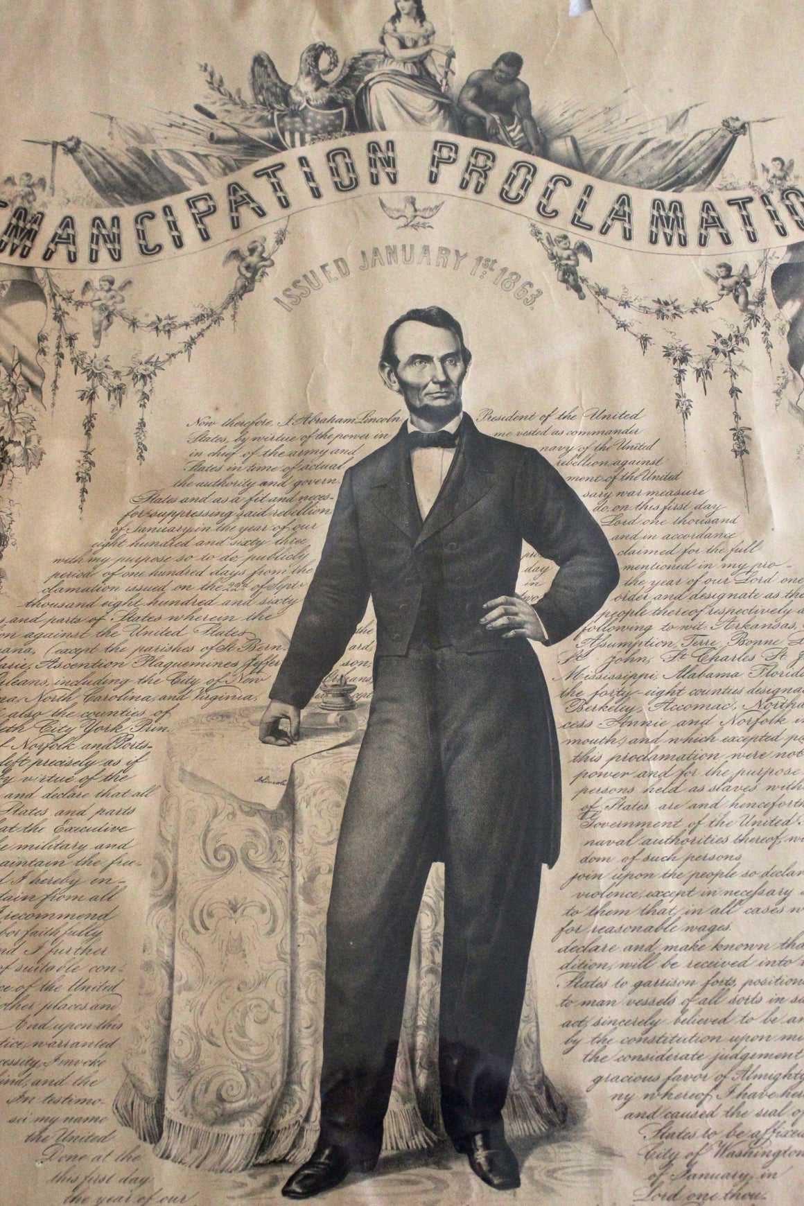 1865 "Emancipation Proclamation. Issued January 14 1863" Lithograph by P.S. Duval and Son after G.R. Russell