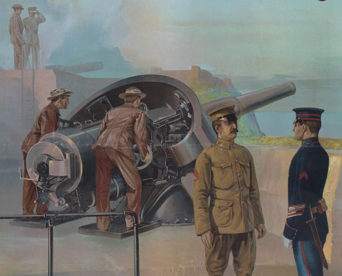 "Men Wanted For the Army" Vintage WWI Recruitment Poster