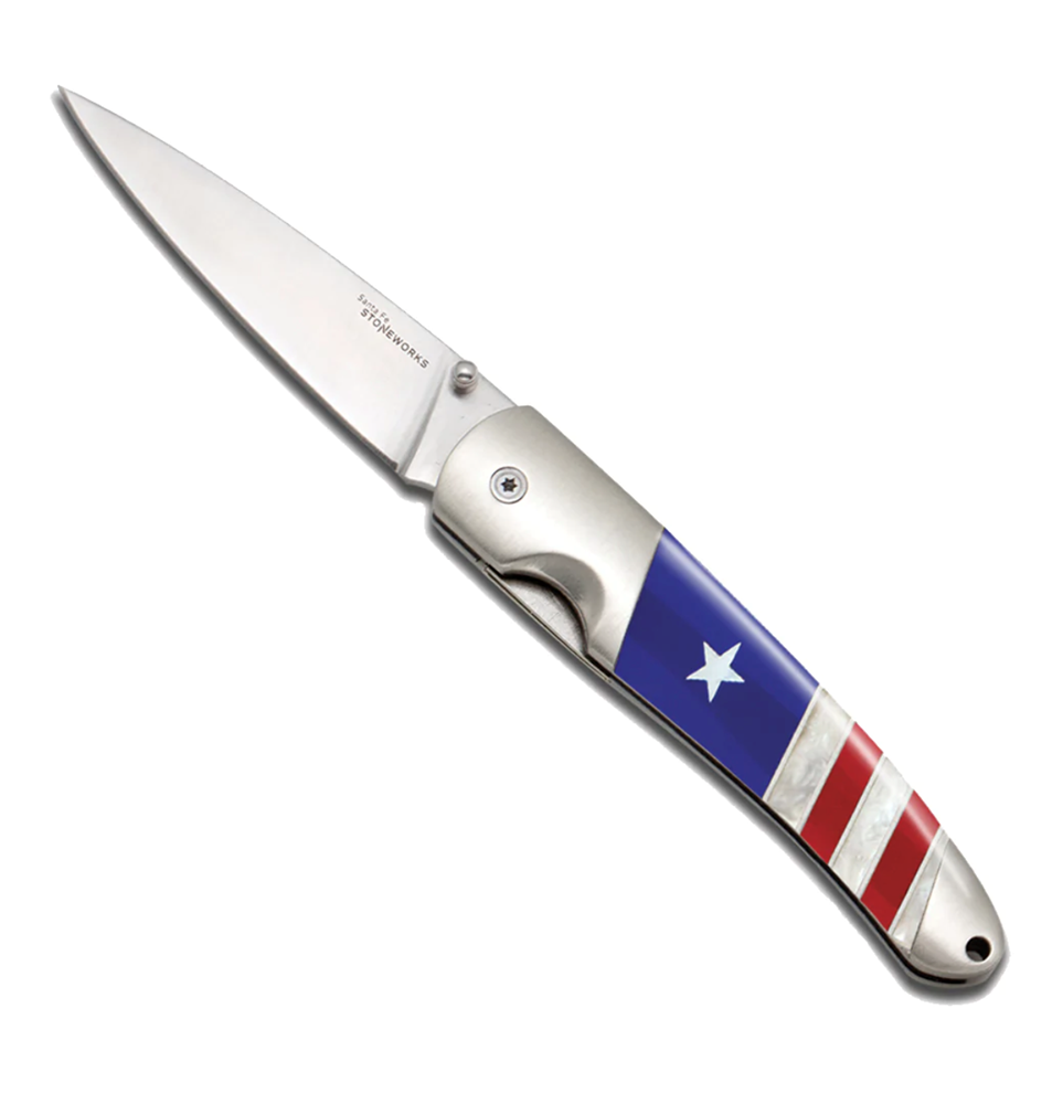 Patriotic Collection 4″ Double Sided Steel Liner Lock Pocket Knife
