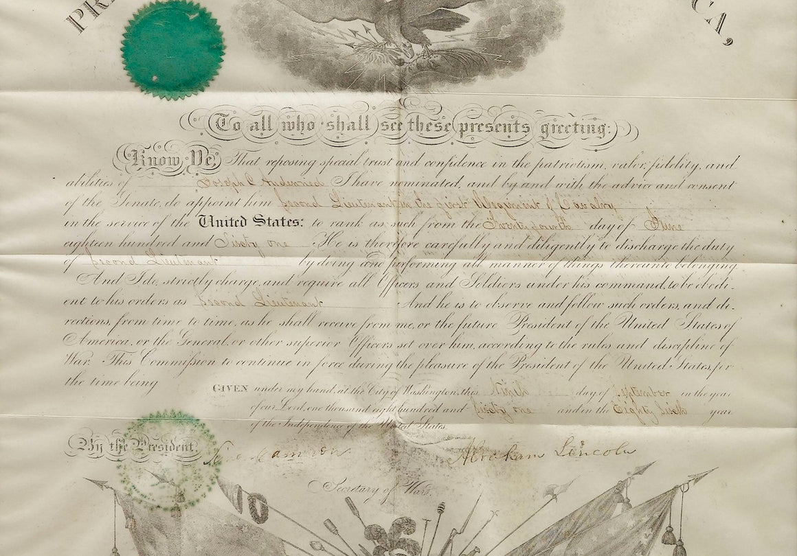 Abraham Lincoln Signed Military Commission, Dated September 9, 1861