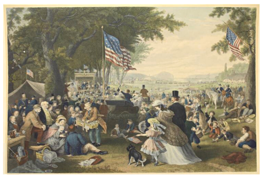 1876 "The Day We Celebrate" Hand-Colored Engraving by John C. McRae after Frederick Augustus Chapman